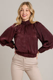 High Neck Satin Top | Plum