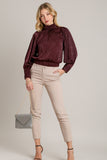 High Neck Satin Top | Plum