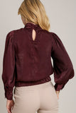 High Neck Satin Top | Plum