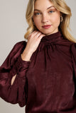 High Neck Satin Top | Plum