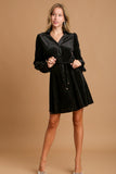 Textured Velvet Button Dress | Black