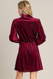 Textured Velvet Button Dress | Wine