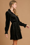 Textured Velvet Button Dress | Black