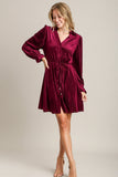 Textured Velvet Button Dress | Wine