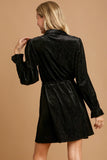 Textured Velvet Button Dress | Black