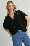 Boxy Oversized Collared Top | Black