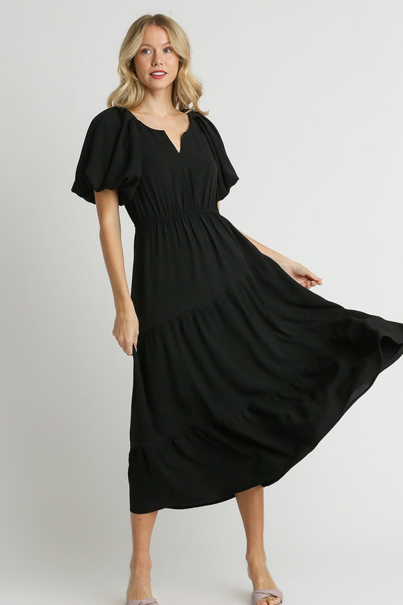 Asymmetrical Midi Dress | Black