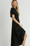 Asymmetrical Midi Dress | Black
