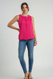 French Terry Sleeveless Top | Hot Pink