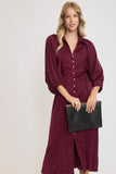 Crinkled Satin Midi Dress | Merlot