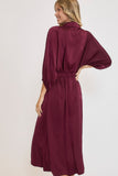 Crinkled Satin Midi Dress | Merlot