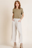 Cropped Linen Frayed Hem Pants | Oatmeal
