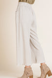 Cropped Linen Frayed Hem Pants | Oatmeal