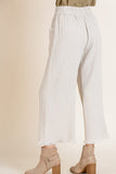 Cropped Linen Frayed Hem Pants | Oatmeal