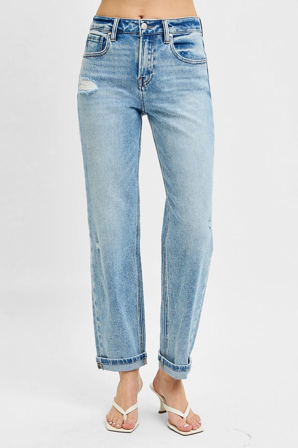 Risen Jeans | High Rise Boyfriend Distressed