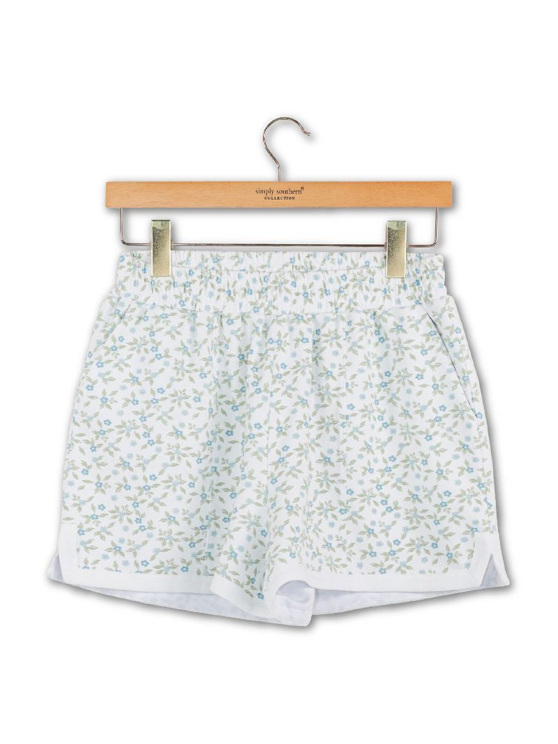 Luxe Floral Tank+Pintuck Short Set | Light Blue