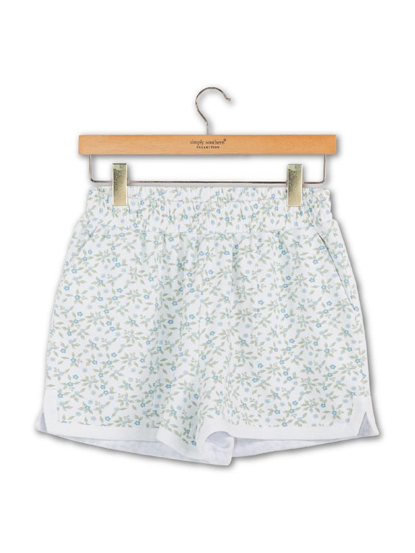 Luxe Floral Tank+Pintuck Short Set | Light Blue