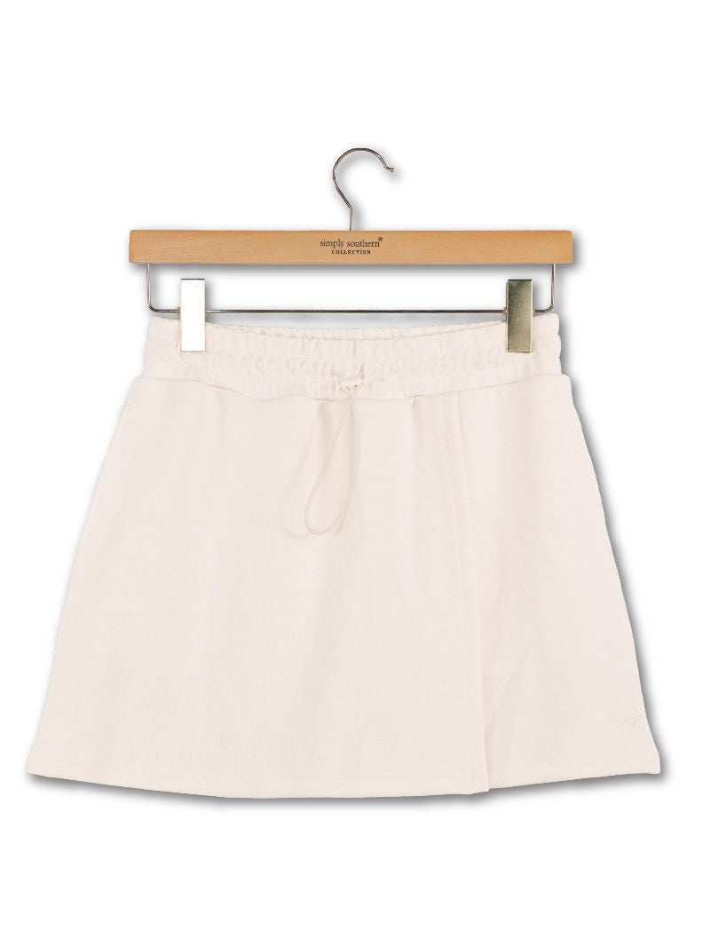 Luxe Solid Crop Tee+Skort Set | Pearl