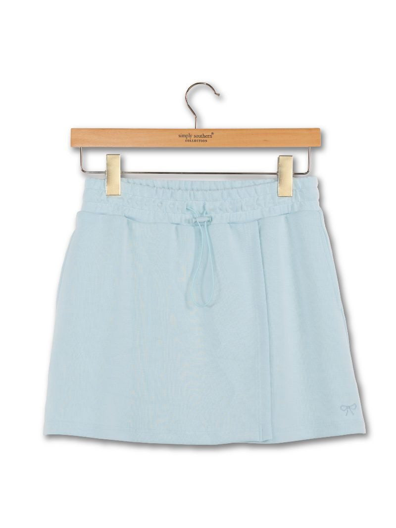 Luxe Solid Crop Tee+Skort Set | Light Blue