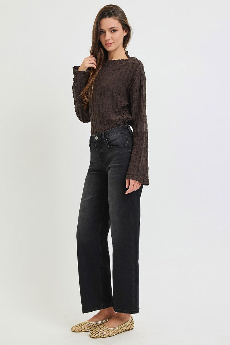 Risen Jeans | Washed Black Tummy Control High Rise Ankle Straight