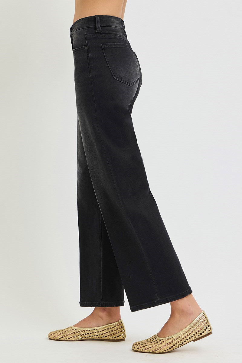 Risen Jeans | Washed Black Tummy Control High Rise Ankle Straight