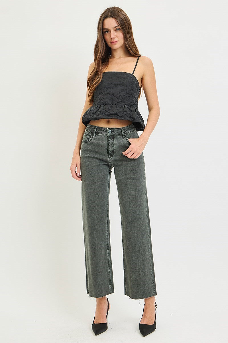 Risen Jeans | Tummy Control Mid Rise Ankle Straight Forest Shadow