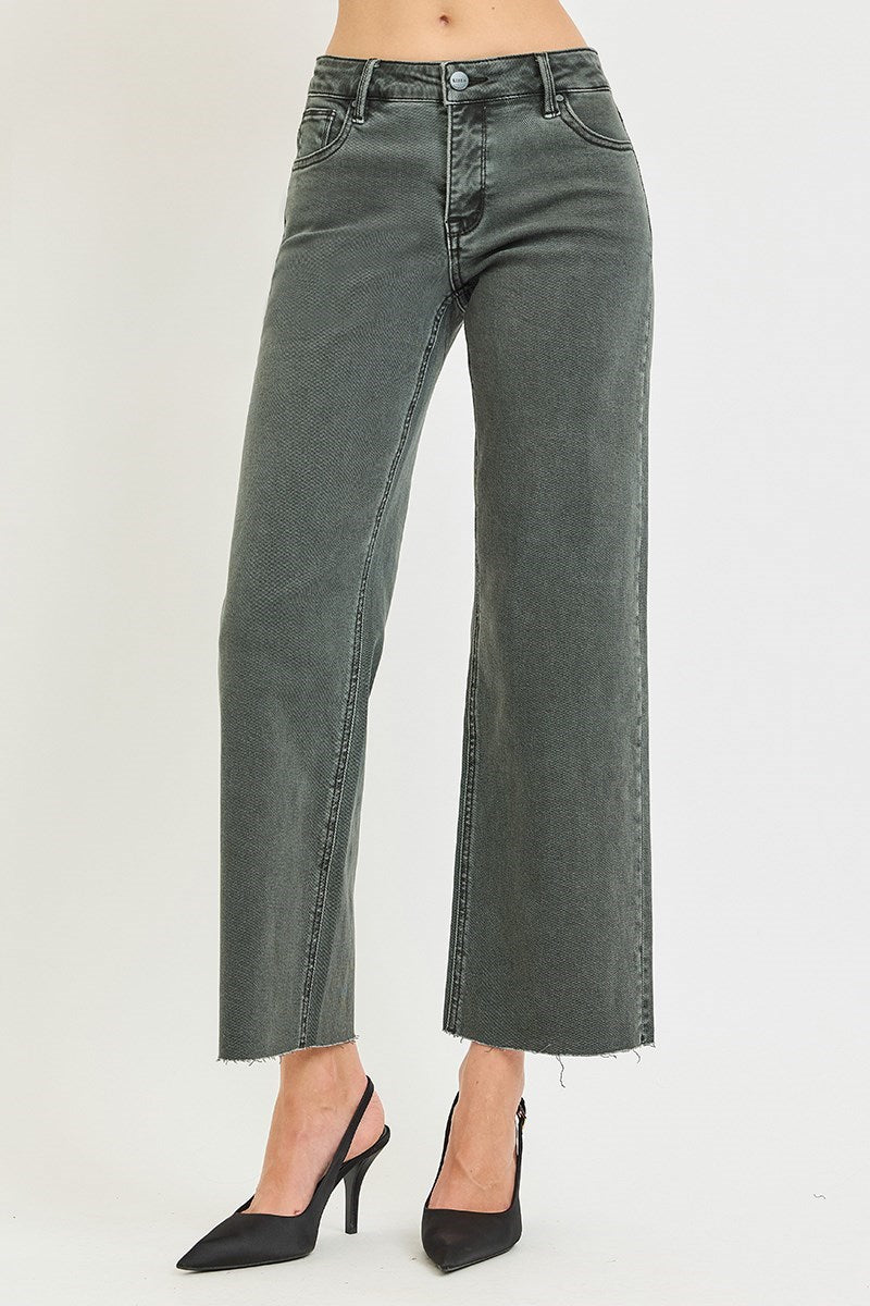 Risen Jeans | Tummy Control Mid Rise Ankle Straight Forest Shadow