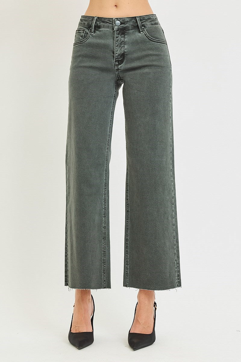 Risen Jeans | Tummy Control Mid Rise Ankle Straight Forest Shadow