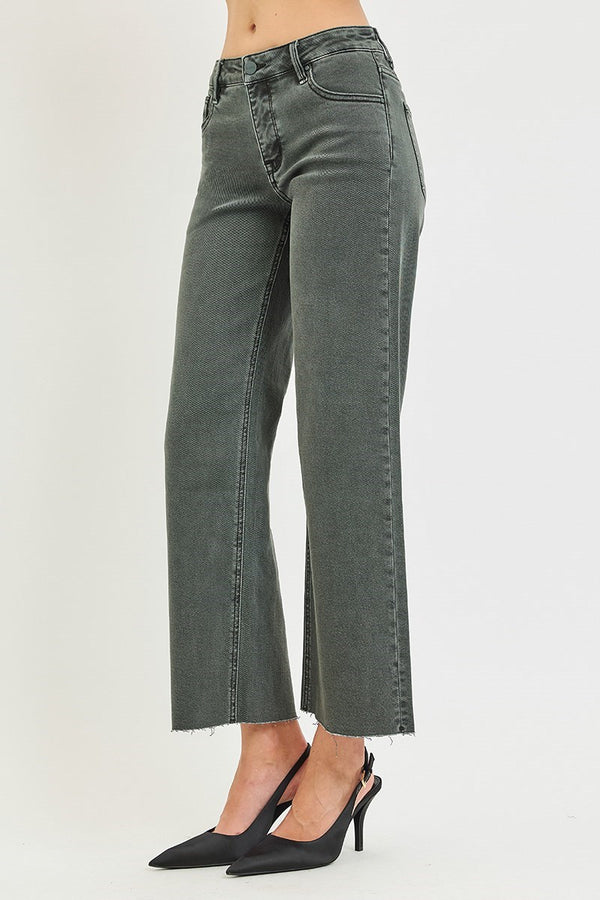 Risen Jeans | Tummy Control Mid Rise Ankle Straight Forest Shadow