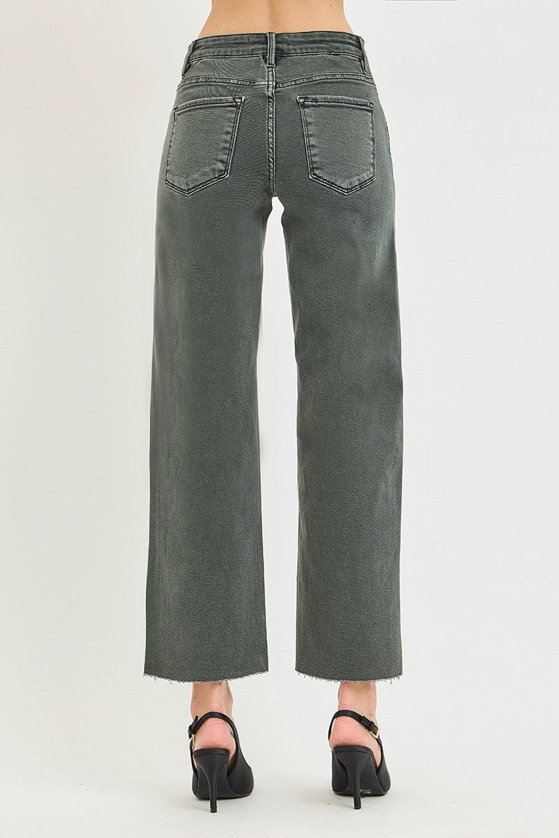 Risen Jeans | Tummy Control Mid Rise Ankle Straight Forest Shadow