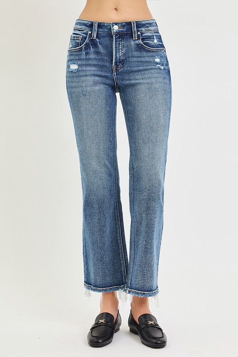 Risen Jeans | Mid Rise Tummy Control Crop Straight