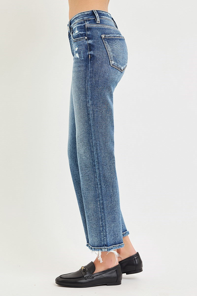 Risen Jeans | Mid Rise Tummy Control Crop Straight