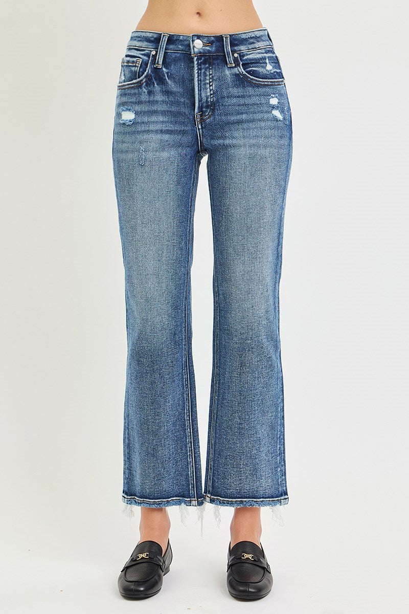 Risen Jeans | Mid Rise Tummy Control Crop Straight