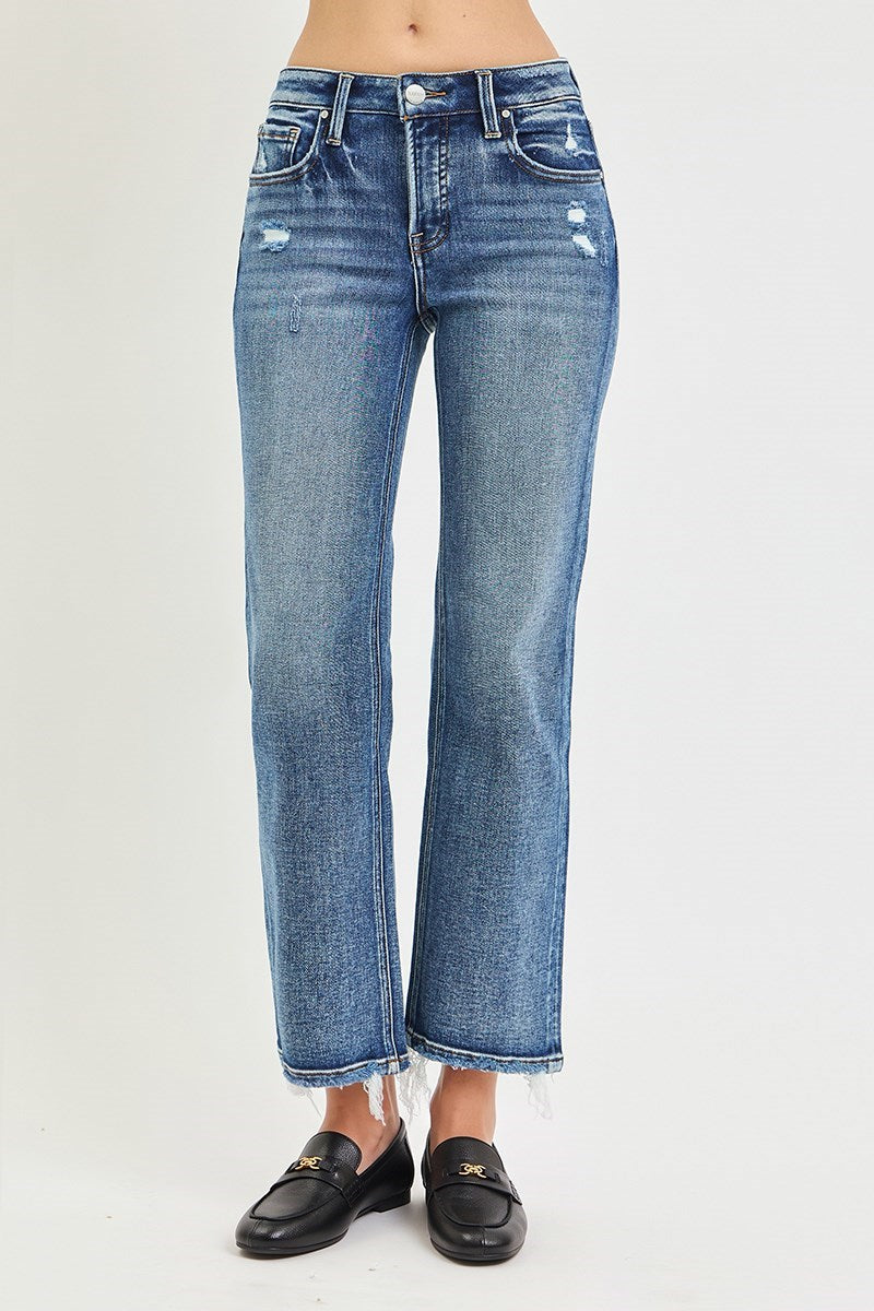 Risen Jeans | Mid Rise Tummy Control Crop Straight