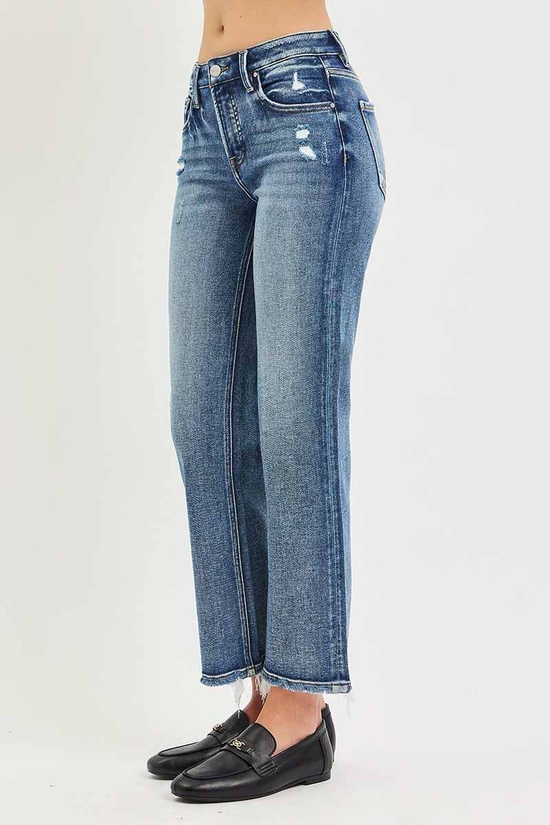 Risen Jeans | Mid Rise Tummy Control Crop Straight