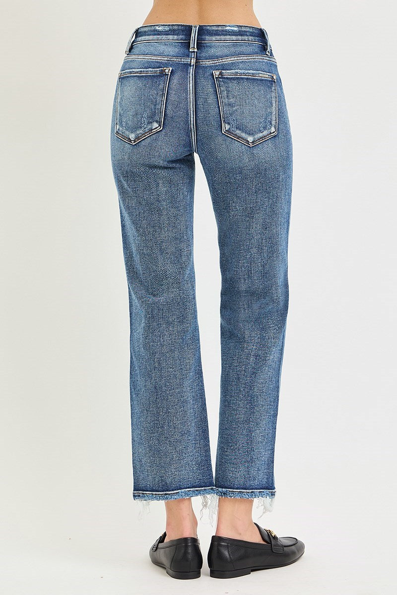 Risen Jeans | Mid Rise Tummy Control Crop Straight