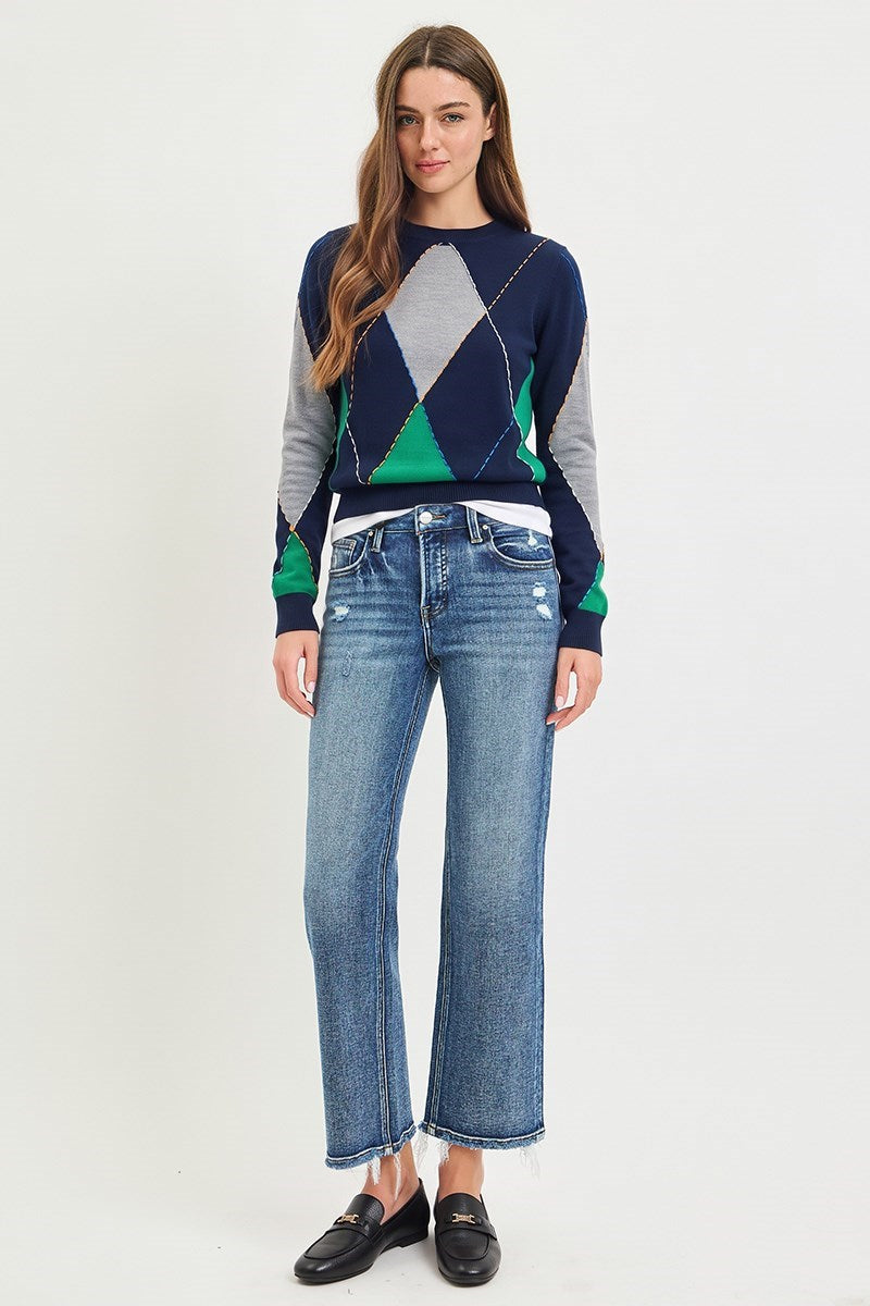 Risen Jeans | Mid Rise Tummy Control Crop Straight