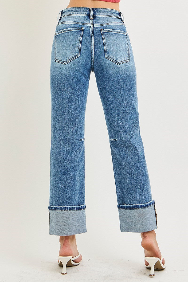 Risen Jeans | High Rise Straight Cuffed