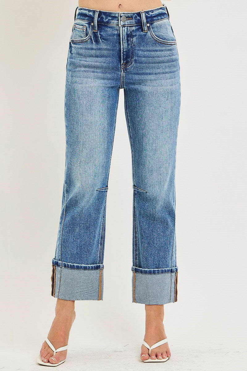 Risen Jeans | High Rise Straight Cuffed