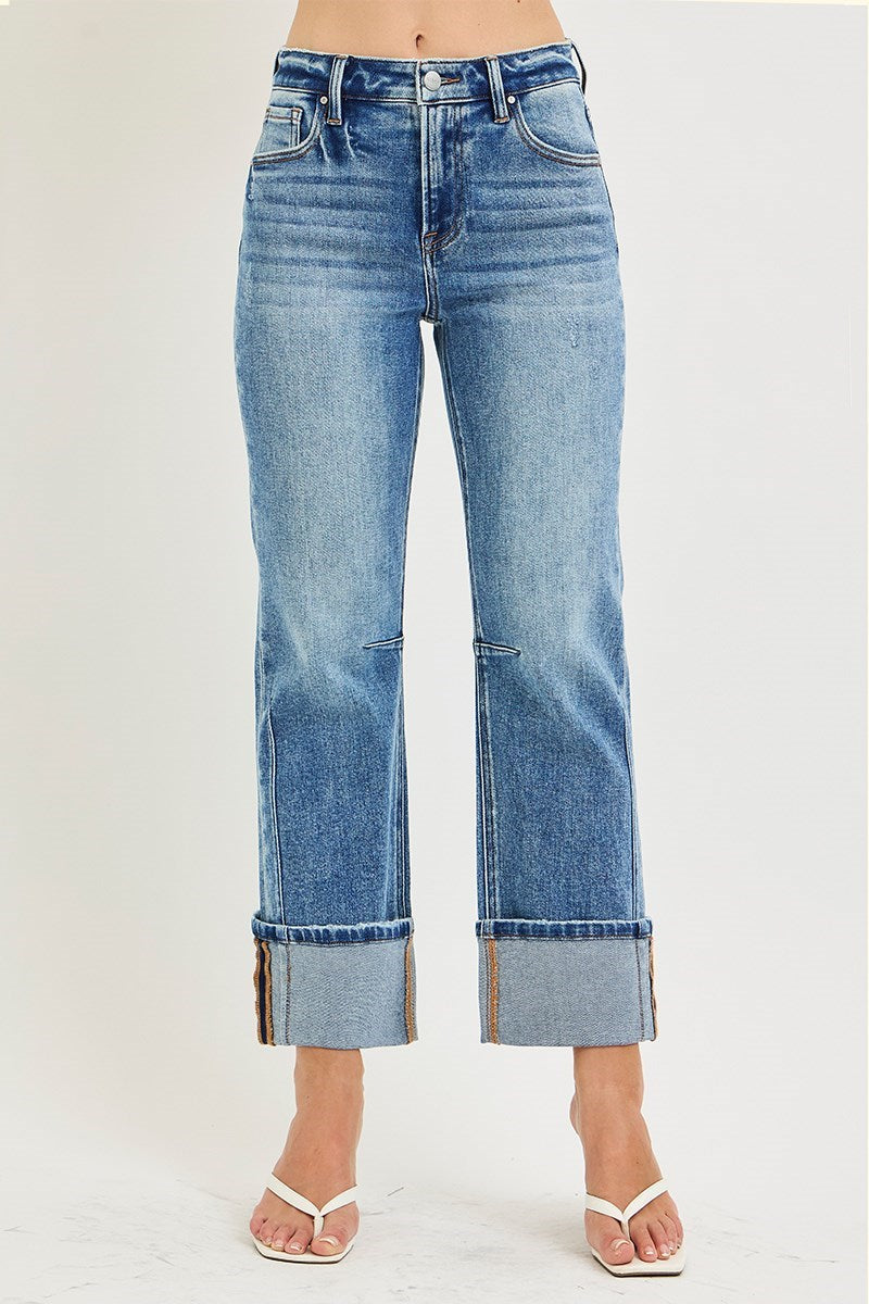 Risen Jeans | High Rise Straight Cuffed