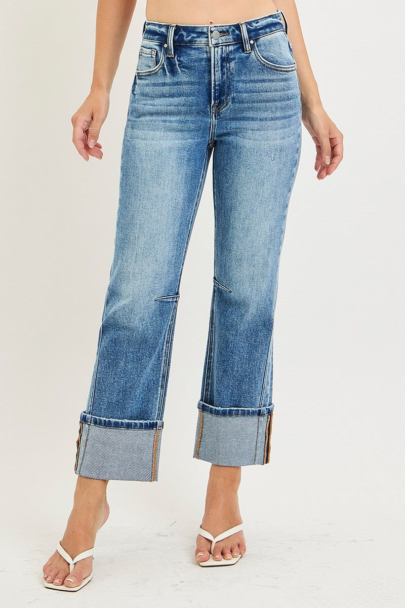 Risen Jeans | High Rise Straight Cuffed