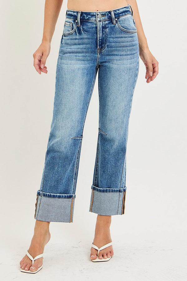 Risen Jeans | High Rise Straight Cuffed