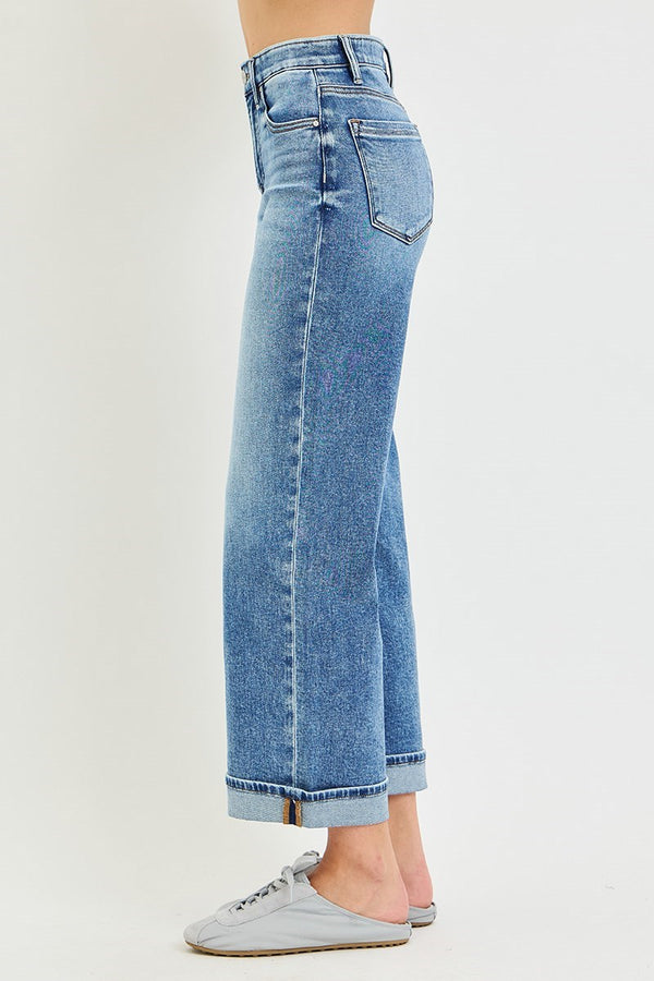Risen Jeans | Tummy Control High Rise Ankle Wide Cuffed