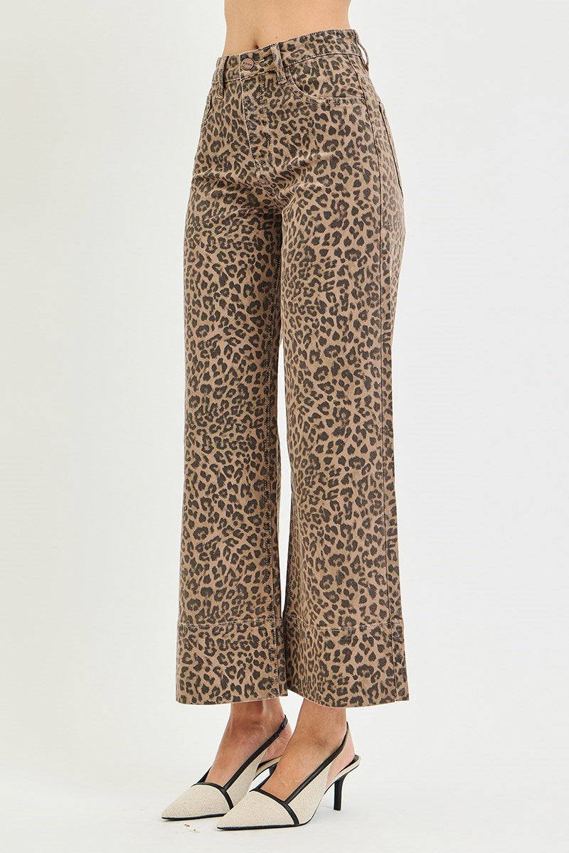 Risen Jeans | Tummy Control High Rise Ankle Wide Leopard