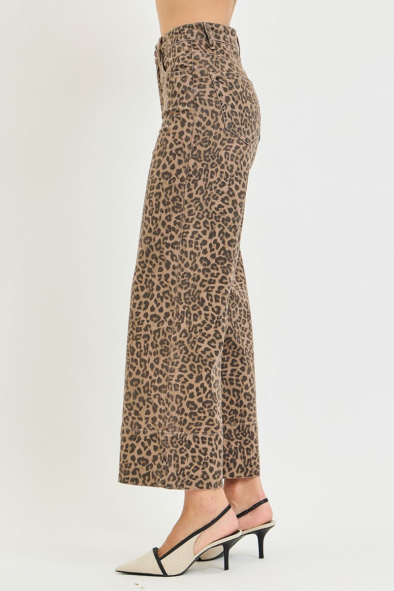 Risen Jeans | Tummy Control High Rise Ankle Wide Leopard