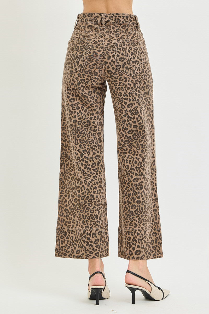 Risen Jeans | Tummy Control High Rise Ankle Wide Leopard
