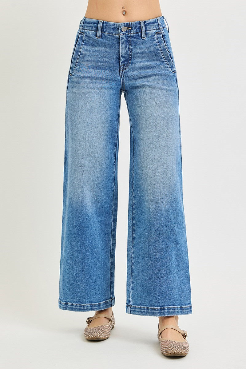 Risen Jeans | Tummy Control Mid Rise Ankle Wide Seam