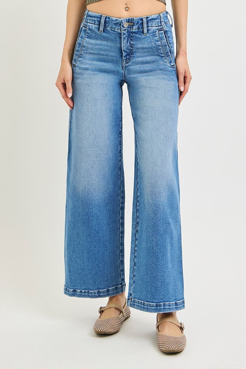 Risen Jeans | Tummy Control Mid Rise Ankle Wide Seam