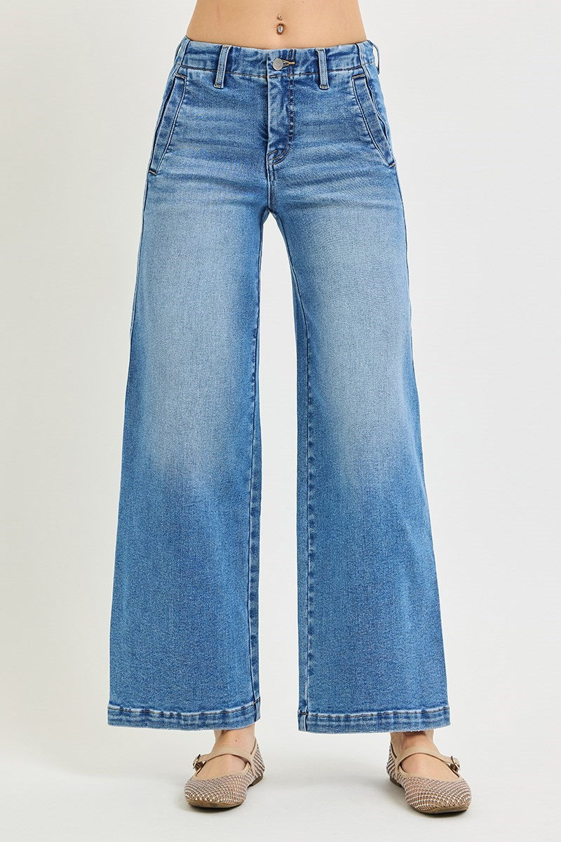 Risen Jeans | Tummy Control Mid Rise Ankle Wide Seam