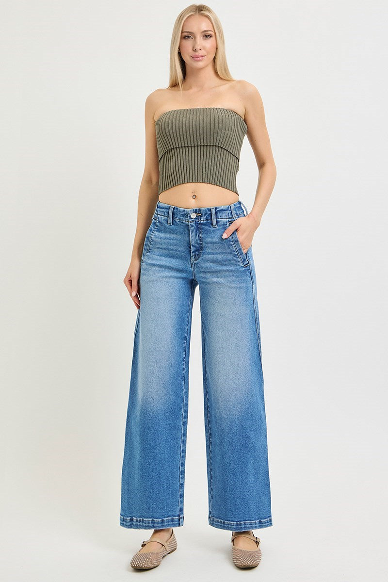 Risen Jeans | Tummy Control Mid Rise Ankle Wide Seam